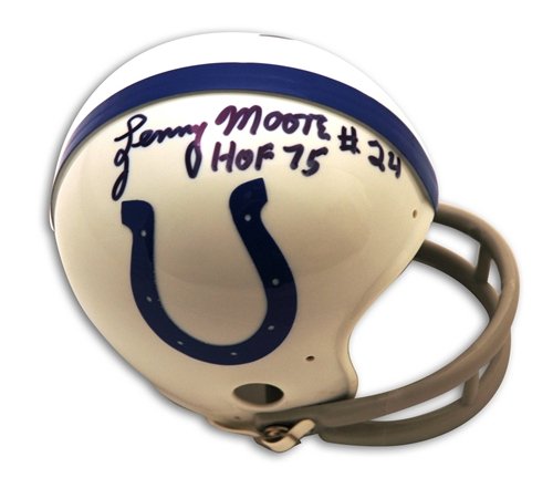 Lenny Moore Autographed/Hand Signed Baltimore Colts Mini Helmet inscribed HOF 75