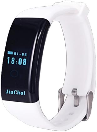 JiuChoiTM BW- 1S Bluetooth Smart Bracelet watch Sport Smartband Wearable Device Sync Heart Rate, Blood Pressure, Fitness Step Tracker, Supports Smartphone Android 4.3 or IOS 8.0 (White)