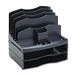 RUBBERMAID - Smart Sorter System, Six Sections, Plastic, 13w x 10d x 12-1/4h, Black
