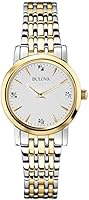 Bulova Diamond Women's Quartz Watch with Silver Dial Analogue Display and Gold/Silver Ion-Plated Bracelet 98P115