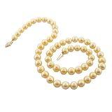 14k Yellow Gold 7-7.5mm Dyed Golden Freshwater Cultured Pearl Necklace, 18