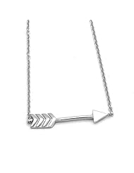 Solid Sterling Silver Sideways Arrow 16" to 18" Necklace