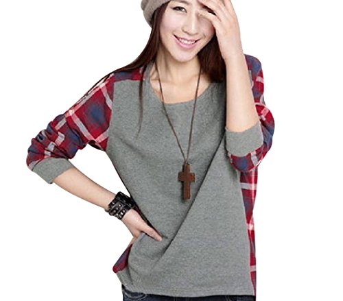 選べる4サイズ バック チェック レイヤード トップス Y05