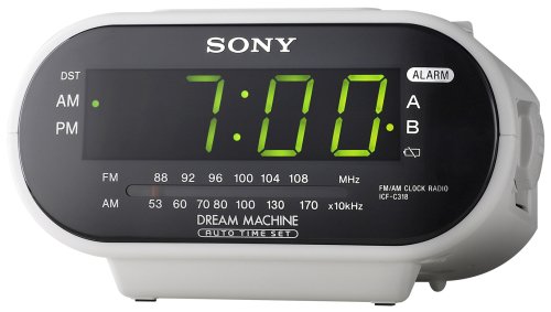 Sony ICF-C318 Automatic Time Set Clock Radio with Dual Alarm (White)