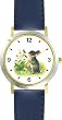 Bunny Rabbit & Butterfly with Flowers JP Animal - WATCHBUDDY&reg; DELUXE TWO-TONE THEME WATCH - Arabic Numbers - Blue Leather Strap-Size-Children's Size-Small ( Boy's Size & Girl's Size )