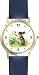 Bunny Rabbit & Butterfly with Flowers JP Animal - WATCHBUDDY&reg; DELUXE TWO-TONE THEME WATCH - Arabic Numbers - Blue Leather Strap-Size-Children's Size-Small ( Boy's Size & Girl's Size )