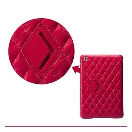 Jisoncase Quilted Genuine Leather Smart Cover Case for iPad mini JS-IM-002D-Rose