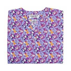Butterfly Blues Print V-neck Scrub Top (XS-3X) SIZES RUN LARGE!