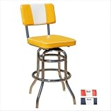 24 Birmingham Retro Swivel Counter Stool with Black Padded Seat and Back
