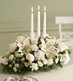 41svKNI3GAL. SL160  Same Day Flower Delivery All White Centerpiece with Candles