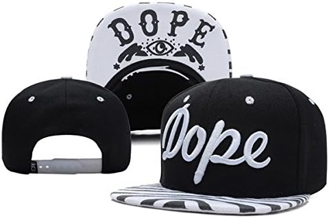 Dope Unisex Adult Adjustable Snapback Hats Caps Flat Brim Hip-hop Baseball Cap (Black&White)