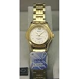 SEIKO Women's Gold Tone Dress Watch with White Patterned Dial. Model: SWF002P