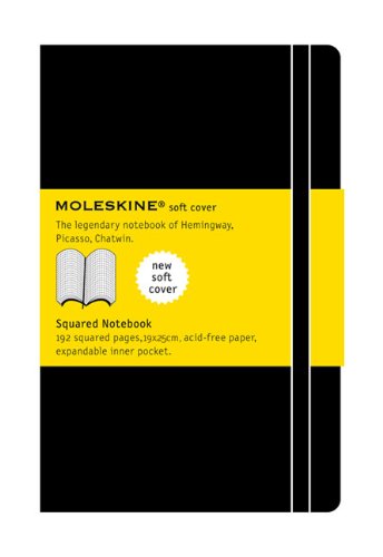 Moleskine Squared Notebook Soft Cover XLarge: Mit Falttasche für Notizen. Gummiband-Verschluß