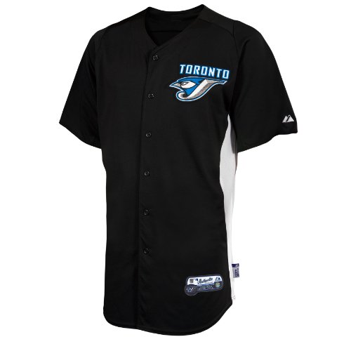 MLB Men's Toronto Blue Jays Short Sleeve Authentic Button Front Home Cool Base Batting Practice Jersey (Pro Navy/Pro Scarlet, X-Large)