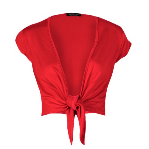 Forever Womens Beautiful Plain Cap Sleeves Tie Front Shrug