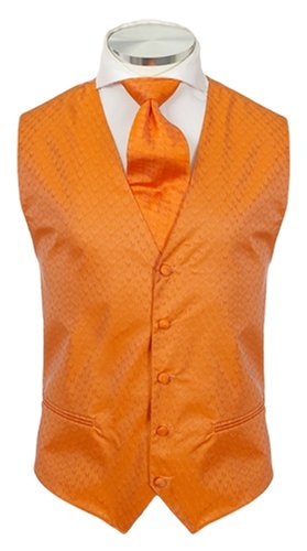 Buy Men’s Orange Italian Design Dress Vest Neck/Bow Tie Set for Suit or Tuxedo