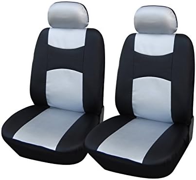 Vinyl 2 Front Car Seat Covers Honda 859 Black/Silver