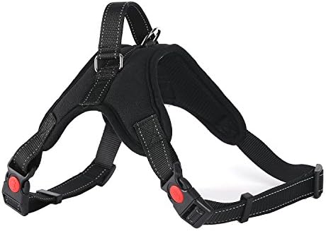 Funny Way Dogs Basic Halter Harnesses Nylon Soft Padded Light Refective Small Vest Bone Style (L, Black)