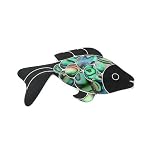 Black Onyx and Abalone Sterling Silver Fish Pin Brooch
