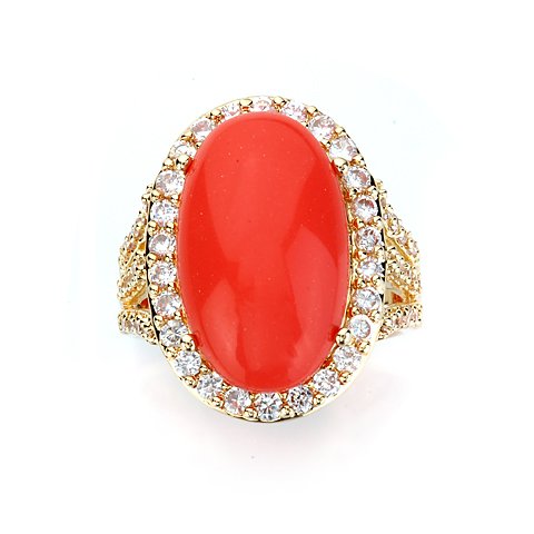 OVAL SIMULATED CORAL RING