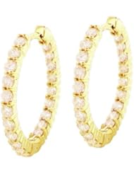 1.80 CT TW Classic Shared Prongs Diamond Inside/Outside Hoop Earrings in 14k Yellow Gold