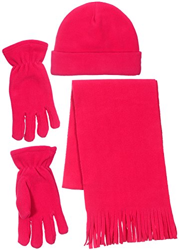Grand Sierra Girl's 3 Piece Micro Fleece Hat, Scarf & Gloves Set
