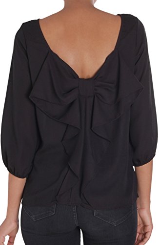Humble Chic Women's Bow Back Blouse - Long Sleeve Chiffon Top
