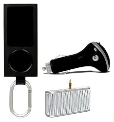 Macally Accessory Bundle for iPod nano 5G Including Leather Case, USB Car Charger, and Portable Battery