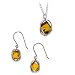 Sterling Silver and Certified Genuine Honey Amber Millennium Collection Necklace + Earrings Set