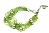 Oi! Beautiful Green Freshwater Pearl and Organza Bracelet