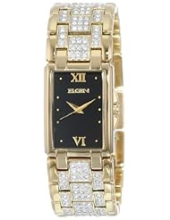 Watch: Elgin Mens FG1042 Austrian Crystal Accented Solid Link Bracelet Watch - Elgin