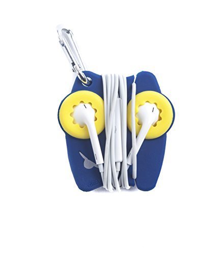 Grapperz Earbud Holder / Protector / Cord Wrap - Blue & Maize