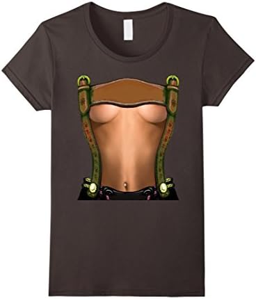 Women's German Lederhosen Underboob Costume Funny T-Shirt XL Asphalt