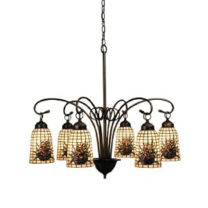 27.5 Inch W Pinecone 6 Lt Chandelier Ceiling Fixture by 