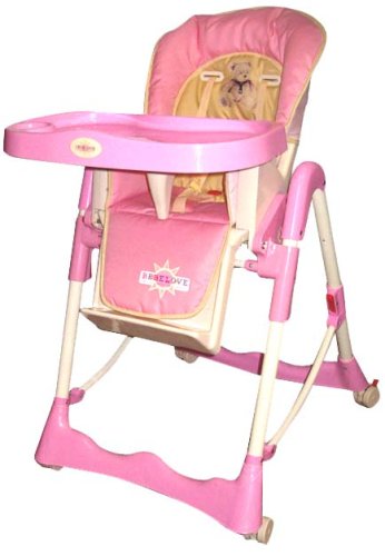 604B Pink Adjustable Wheeled Dexluxe High Chairs