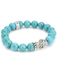 King Baby 10mm Turquoise Bead Bracelet with Day of the Dead Crowned Heart