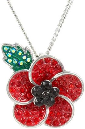 Angelys Memorial Remembrance Day Poppy 5 Petals Pendant P2002