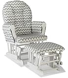 Stork Craft Custom Hoop Glider and Ottoman, White/Gray Chevron