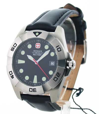 Mens Wenger Swiss Military Sport 2 Leather Rotating Bezel Date Watch 79975