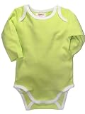 Long Sleeve Solid Color Onezie Bodysuit with White Trim by Zutano - Celery - 6-12 Mths