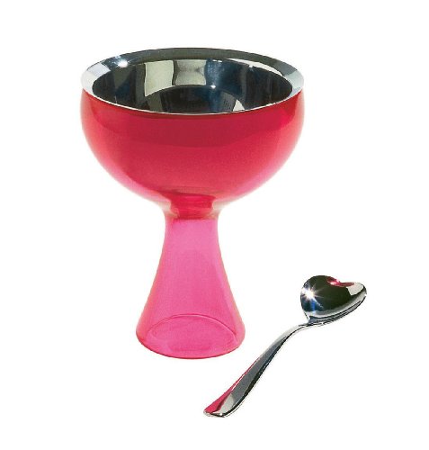 Alessi AMMI01S F "Big Love" Becher und Loeffel, rosa