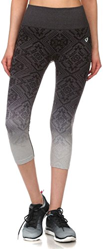 Simplicity Junior's Activewear Seamless Ombre Jacquard Capri Leggings Pants