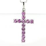 1.2 Carat 14KWG Pink Sapphire Cross Pendant