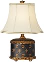Black and Gold Fleur-de-Lis Canister Table Lamp