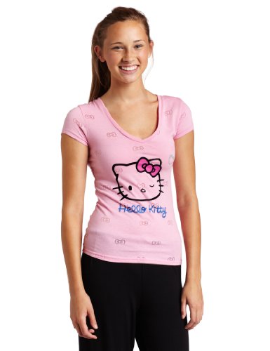 Hello Kitty Women's Pink Beauty Burn Out T-Shirt