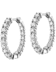 2.50 CT TW Prong Set Inside/Outside Diamond Hoops in 14k White Gold