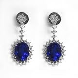 18K White Gold Tanzanite and Diamond Earrings