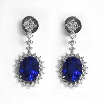 18K White Gold Tanzanite and Diamond Earrings