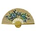 Hand-painted Orange Folding Decorative Wall Fan - Bird & Flower Design