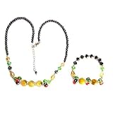 Springtime Garden Crystal Glass Necklace and Bracelet Set